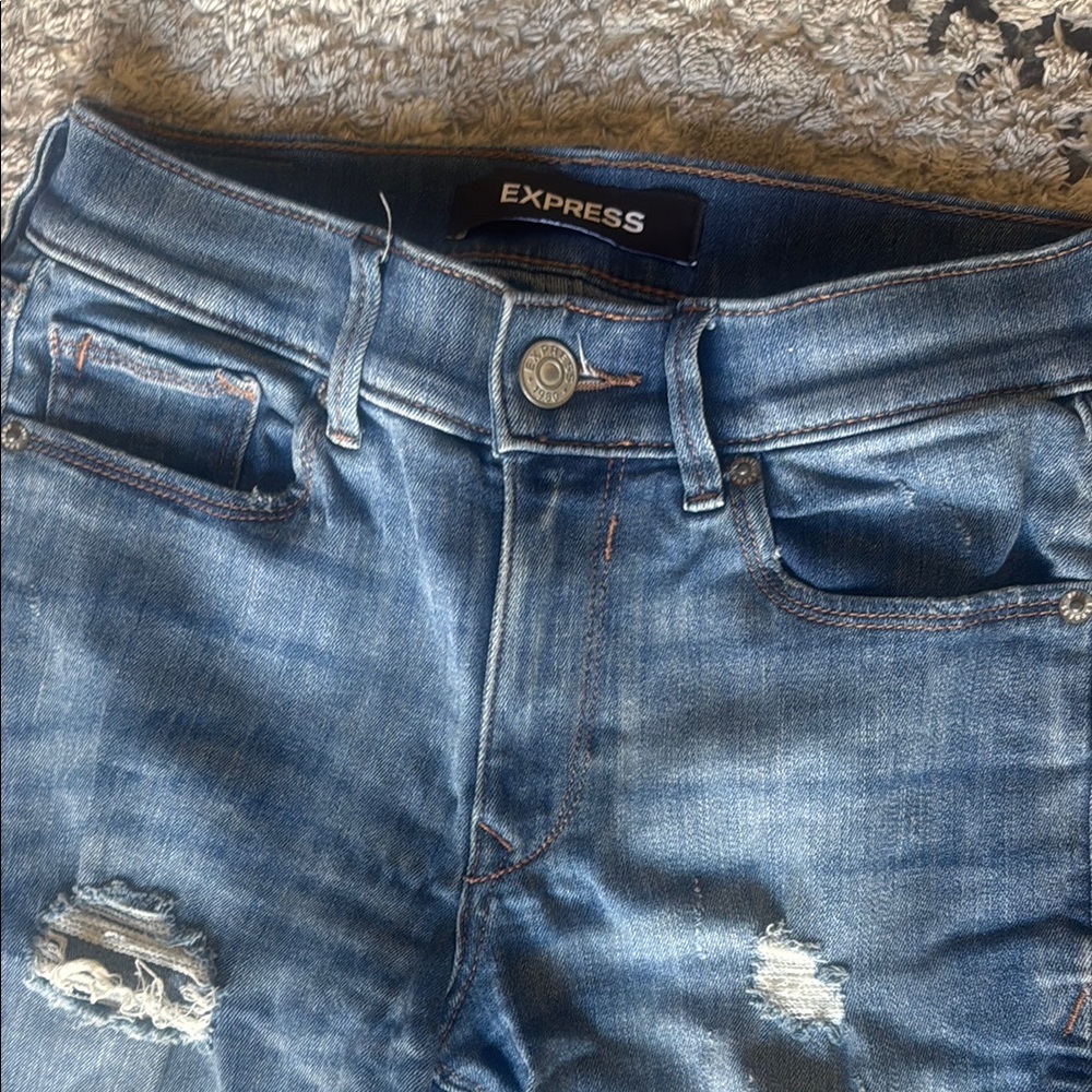 Express Distressed Blue Jeans - Picture 4 of 7